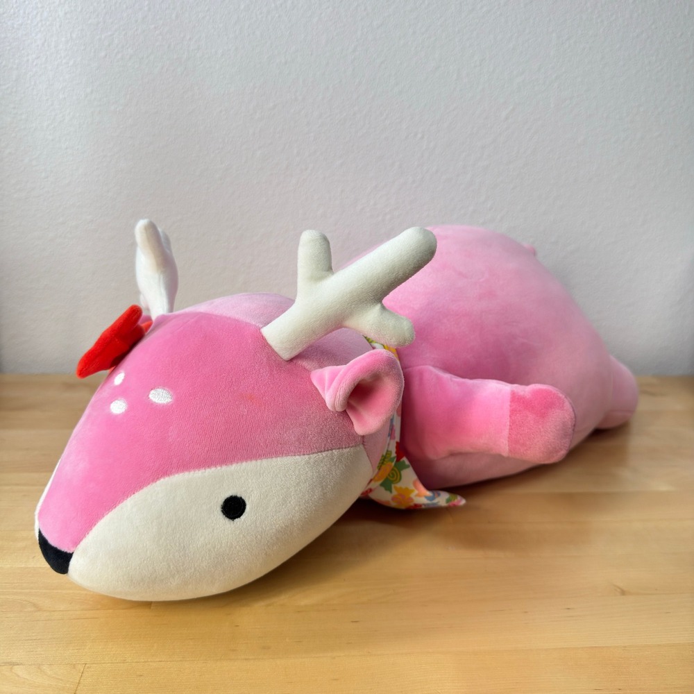 Pillowfort Weighted Plush Classic Pink Deer Throw Pillow sensory Reindeer 3 lbs